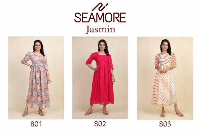 Jasmin By Seamore Georgette Printed Designer Kurtis Catalog